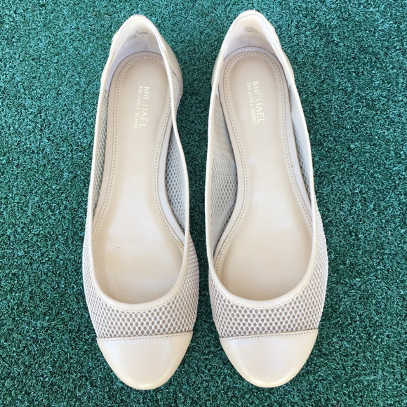 Michael Kors Joni Mesh Ballet Flat Leather Nude 7.5 - Picture 1 of 14